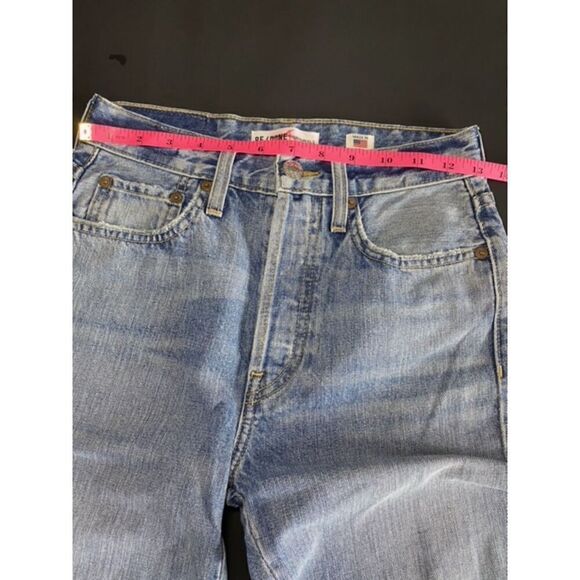 NEW RE/DONE Vintage High Rise Crop Flare Jeans Lt Wash w/ Dark Inset Size 24 - Picture 6 of 11